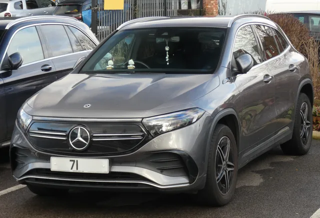 File:2021 Mercedes-Benz EQA 250 AMG Line - 66kWh (190PS) Electric - Mountain Grey - 02-2024, Front.jpg